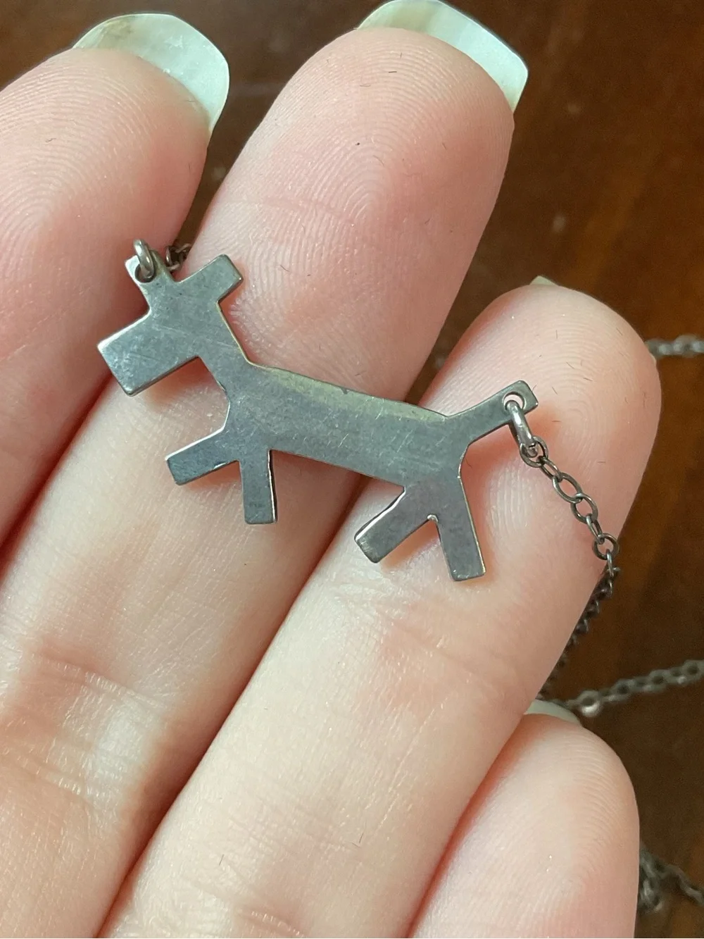Vintage Sterling Turquoise Native American Horse Engraved Necklace Old Clasp
